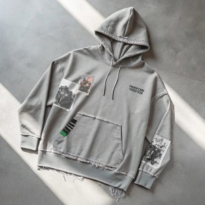 FFT RETRO ALBOM HOODIE WITH PATCHES GREY