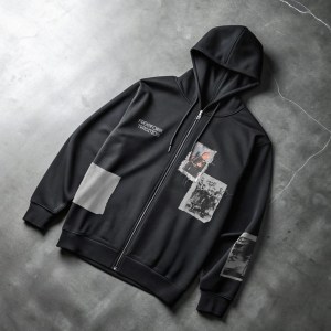 FFT RETRO ALBOM ZIP-UP HOODIE WITH PATCHES BLACK